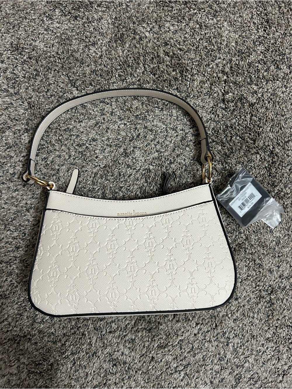 (NEW) Nanette Lepore Cream Embossed Shoulder Bag